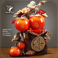 Tượng Phong Thủy Cành 4 Quả Hồng Phú Quý Tài Lộc Bình An, Quà Tặng Tân Gia, Khai Trương, Sinh Nhật