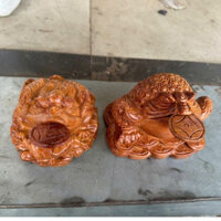 Tượng phong thuỷ - Tượng cóc thiềm thừ gỗ hương nguyên khối ngang 15cm