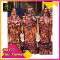 Tượng phúc lộc thọ gỗ trắc nguyên khối kích tấc 30-10-9