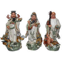 Tượng Phúc Lộc Thọ – men rạn cổ – cao 70 cm