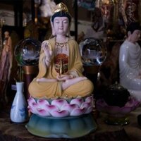 Tượng Quan Âm bằng sứ màu cao cấp kích thước 40cm | Quà Tặng Phong Thủy Tượng Quan Âm