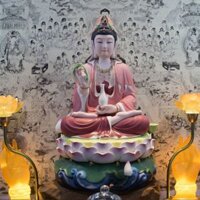 Tượng Quan Âm bằng sứ mờ cao cấp ngồi đài sen kích thước 40cm | Quà Tặng Phong Thủy Tượng Quan Âm