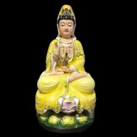 Tượng Quan Âm Bồ Tát bằng sứ sơn vàng kích thước 40cm | Quà Tặng Phong Thủy Tượng Quan Âm