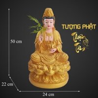 Tượng Quan Âm Bồ Tát cao 50cm – Ngồi – Màu Vàng (Mẫu Đài Loan) 027VN-QTA  - Tuong Quan Am Bo Tat