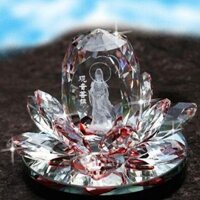 TƯỢNG QUAN ÂM BỒ TÁT ĐỨNG TRÊN ĐÀI SEN BẰNG PHA LÊ TRANG TRÍ TAPLO XE Ô TÔ