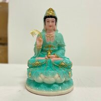 Tượng Quan Âm Bồ Tát màu Xanh 30cm Bột Đá