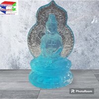 Tượng quan âm bồ tát, phật adida cao 15cm đá lưu lý màu xanh dương, trang trí nhà cửa thờ phật, ô tô, bàn uống nước...