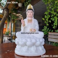 Tượng Quan Âm đá trắng 12in cao 30cm loại 1 rất đẹp