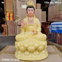 Tượng Quan Âm đá vàng thạch anh 12in cao 30cm loại 1 rất đẹp