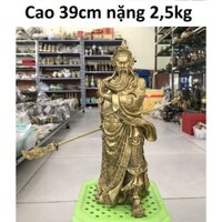 Tượng Quan công cầm thanh long đao bằng đồng MS115a