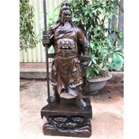 Tượng quan công đế tùng gỗ mun 80x32x21cm