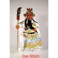 Tượng quan công quan thánh đế quân ngồi gốm sứ cao 30cm