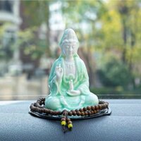 Tượng Quan Thế Âm Bồ Tát bằng sứ để taplo ô tô, quà tặng - Phật bà Quan Âm Thiền định để taplo xe hơi