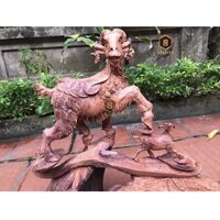 Tượng rê mẫu tử gỗ cẩm lai Lộc Phát -TG015