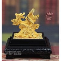 Tượng Rồng bột đá xi vàng, linh vật phong thủy mang lại may mắn, có hộp đẹp làm quà tặng K045