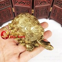 Tượng rùa phong thuỷ - Kim quy cưỡi sóng bằng đồng 5x10cm-350g