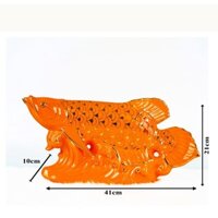 TƯỢNG SỨ CÁ RỒNG HOÀNG GIA MAY MẮN TÀI LỘC-MÀU VÀNG CAM VIỂN VÀNG-CR07