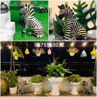 Tượng sứ hình ngựa vằn- Tượng decor trang trí sân vườn bằng gốm sứ