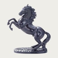 Tượng sứ Nhất Mã Phi Thiên (Hắc Mã) cao 26cm sứ xương Nhật Bản | Figurine Prancing Horse AC412 - T54514