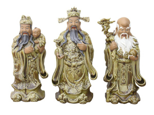 Tượng sứ Phúc Lộc Thọ men giả cổ cao 60cm