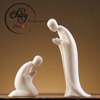 Tượng Sứ Trắng Mini Vô Danh Cúi, Quỳ Lạy Phật, Niệm Phật Trang Trí Đèn Led Thác Trầm Hàng Đẹp - Chay Decor