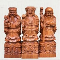 Tượng tam đa phúc lộc thọ cao từ 30cm đến 60cm chất liệu gỗ hương