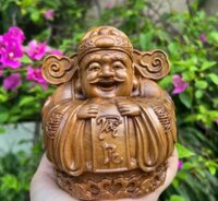 Tượng Thần tài chipi bằng gỗ bách xanh thơm nức kt cao 12109cm