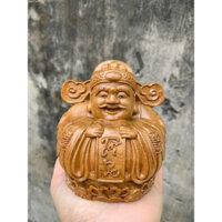 Tượng Thần Tài chipi Gỗ bách xanh .huyết long .mun . để ô tô phòng trà Kích thước : Cao 10 cm Ngang 7 cm sâu 7cm