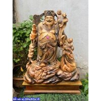 Tượng thần tài gỗ xá xị đục tay kích thước 58x50x15