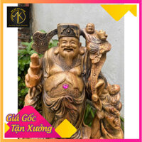 Tượng thần tài gỗ xá xị đục tay kích tấc 58x50x15