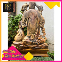 Tượng thần tài gỗ xá xị đục tay kích tấc 58x50x15