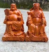 Tượng thần tài thổ địa bằng gỗ hương đá kt cao 20128cm