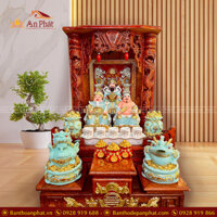 Tượng Thần Tài Thổ Địa Bộ 3 Ông Bột Đá Xanh Ngọc T081