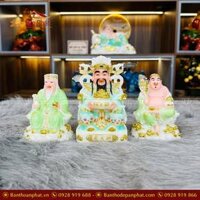 Tượng Thần Tài Thổ Địa Bộ 3 Ông Bột Đá Xanh T010