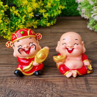 Tượng Thần Tài - Thổ Địa size 6cm - Bộ đôi cầm thỏi vàng