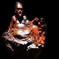 Tượng Thần Trà Gỗ Lũa Trắc Nghệ Thuật 31x21x28cm