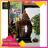 Tượng thần trà ngỗi lũa gỗ bách xanh kích tấc cao 70 cm ngang 39cm day 15cm tính cả kỷ kê 10cm