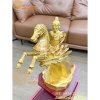 Tượng Thánh Gióng Bằng Đồng Để Bàn Cao 24cm, Nặng 3kg, Đế gỗ cao 15cm, Tổng cao 40cm