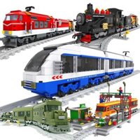 Tương thích Lego Xe Lửa Đồ Chơi Osni Lắp Ráp Hơi Nước Tàu Hòa Hợp Xe Máy Lắp Ráp Nền Tảng Bé Trai Quà Tặng 1304