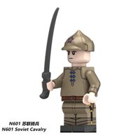 Tương thích với các khối xây dựng trong nước, mô hình người lính kỵ binh Liên Xô, nữ phi công, đồ chơi lắp ráp bên thứ ba N601