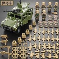 🌈Tương thích với các khối xây dựng Lego quân đội SWAT lực lượng đặc biệt minifigure xe tăng Hummer Jeep đồ chơi lắp ráp
