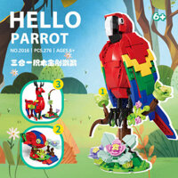 Tương thích với các khối xây dựng Lego con vẹt hoạt hình mô hình động vật trẻ em đồ trang trí giáo dục lắp ráp đồ chơi