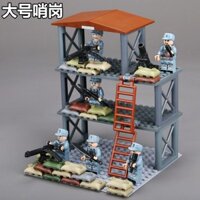 Tương thích với các khối xây dựng Lego Thế chiến II Tám người lính quân đội Mô hình nhỏ Còi Bàn quan sát Tháp còi Wh#兼容乐高积木二战八路军士兵人仔哨所瞭望台哨塔哨岗拼装男孩玩具