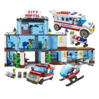 Tương thích với các khối xây dựng bệnh viện Lego Trọn bộ Bác sĩ Xe cứu thương Trạm cảnh sát Trẻ em Đồ chơi lắp ráp giáo dục Quà tặng năm mới 2.20