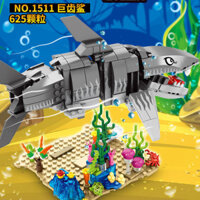 Tương thích với các viên gạch LEGO để lắp ráp đồ chơi động vật biển mô hình cá mập trắng lớn trong thế giới dưới nước