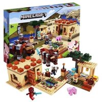 Tương thích với các viên gạch LEGO Minecraft Thảm họa Dân làng Raid Loot Beast House Đồ chơi xây dự