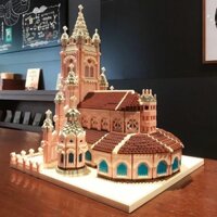 Tương thích với các viên nootropic hạt LEGO, màu hồng của lâu đài thánh tâm thánh tâm kiến trúc các chàng trai và cô gái