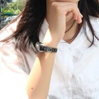 Tương thích với dây đeo Xiaomi Mi Band 5/6, dây đeo kim loại phiên bản NFC Xiaomi Mi Band 3/4, dây đeo thay thế bằng thép không gỉ, dây đeo thể thao thông minh cho đồng hồ thế hệ thứ 4, thứ 5 và thứ 6, dây đeo thép unisex thời trang cá nhân