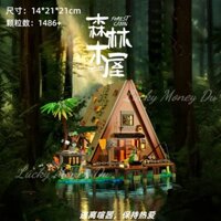 Tương thích với gạch Lego mô phỏng cảnh đường phố ngôi nhà gỗ được làm thủ công DIY lắp ráp đồ chơi giáo dục để bàn đồ t