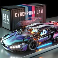 Tương thích với gạch LEGO Lamborghini Cyberpunk điều khiển từ xa xe thể thao đồ trang trí xếp hình